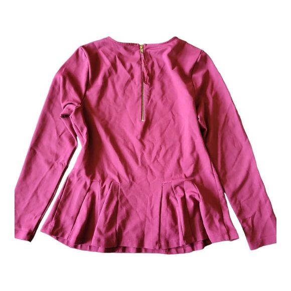 Catherine Malandrino Wine Colored Long Sleeve Fitted Knit Peplum Top Siz… - Picture 5 of 5